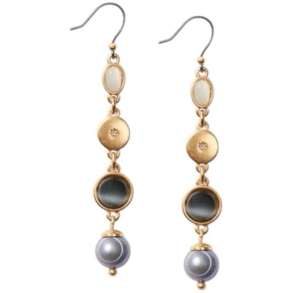 Lucky Brand Gold and Silver Linear Dangle Earrings - Picture 1 of 4